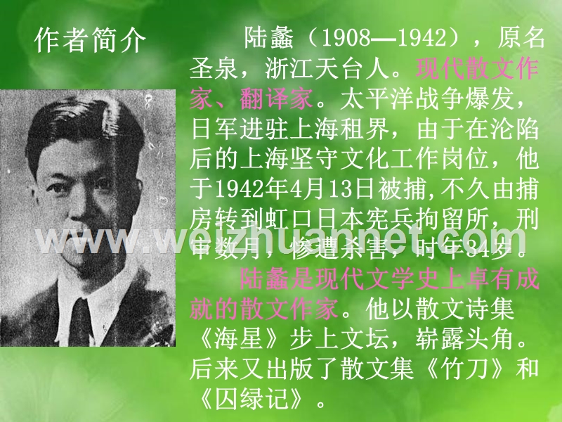 2014-2015学年高中语文同步课件：1.3《囚绿记》43张（人教新课标必修2）.ppt_第2页