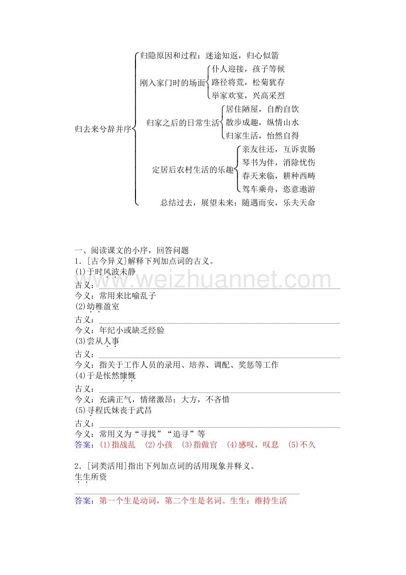 2015-2016学年高二语文同步练习： 4《归去来兮辞并序》（新人教版必修5） word版含答案.doc_第3页