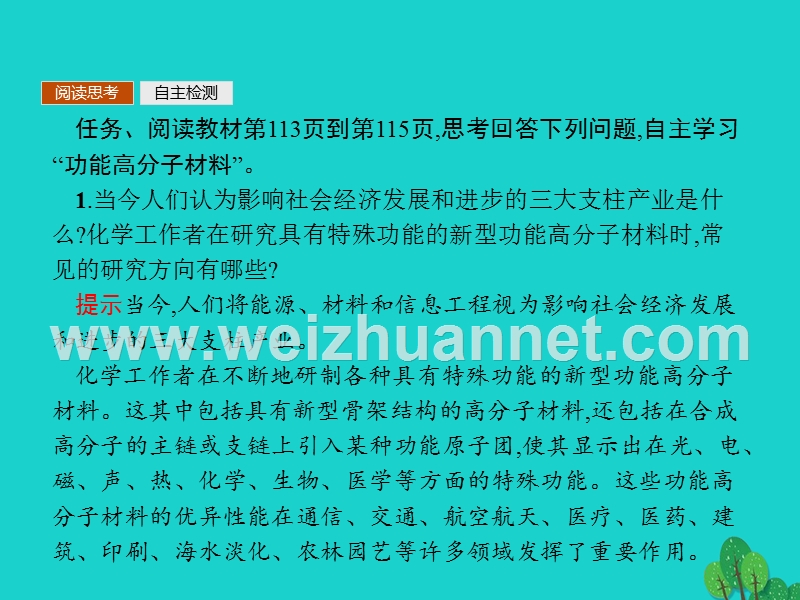 2017_2018学年高中化学第五章进入合成有机高分子化合物的时代5.3功能高分子材料课件新人教版选修520170823454.ppt_第3页