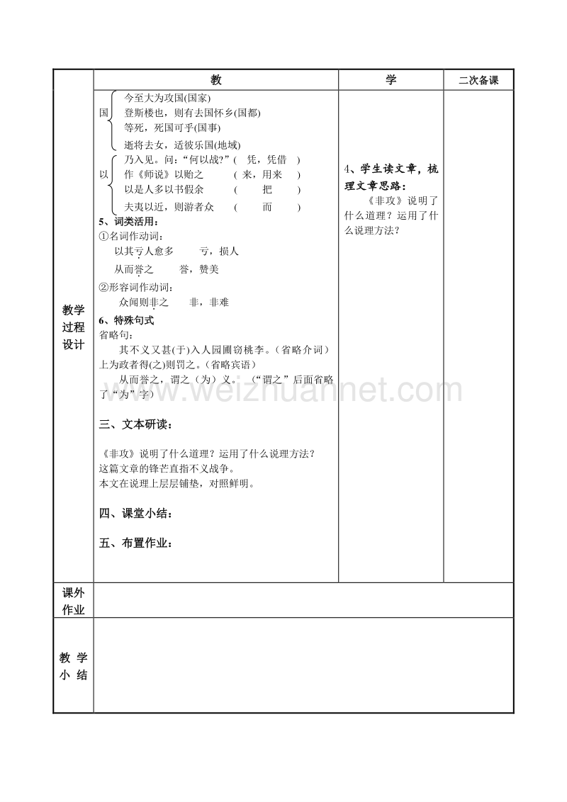 江苏省徐州市贾汪区建平中学语文（苏教版）必修三：第四专题 非攻教案1.doc_第2页