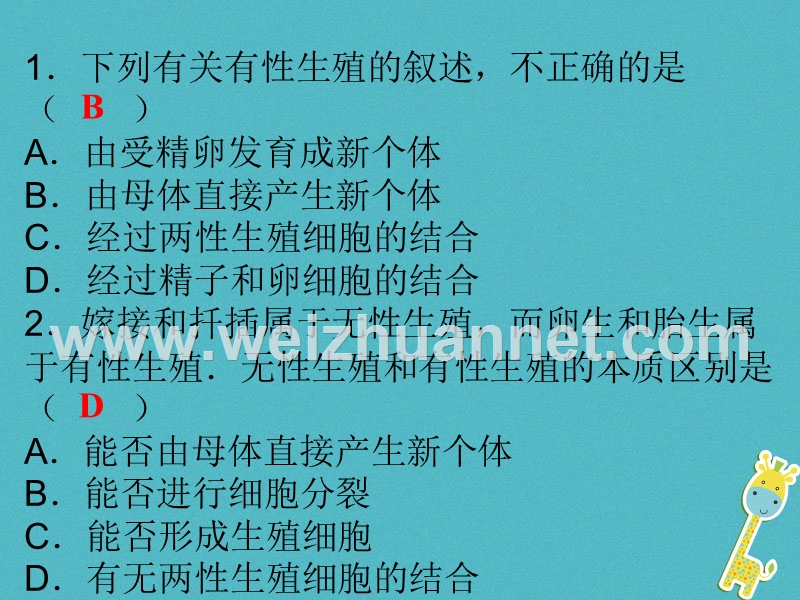 2017_2018学年八年级生物下册7.1生物的生殖和发育综合检测课件新版新人教版.ppt_第2页