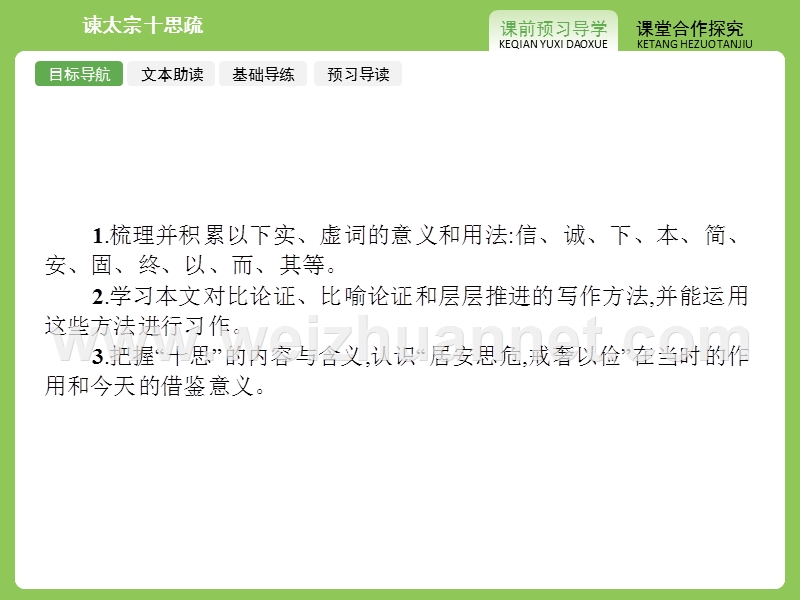 【赢在课堂】2015-2016学年高一语文苏教版必修3（江苏专用）课件：4.2 谏太宗十思疏.ppt_第2页