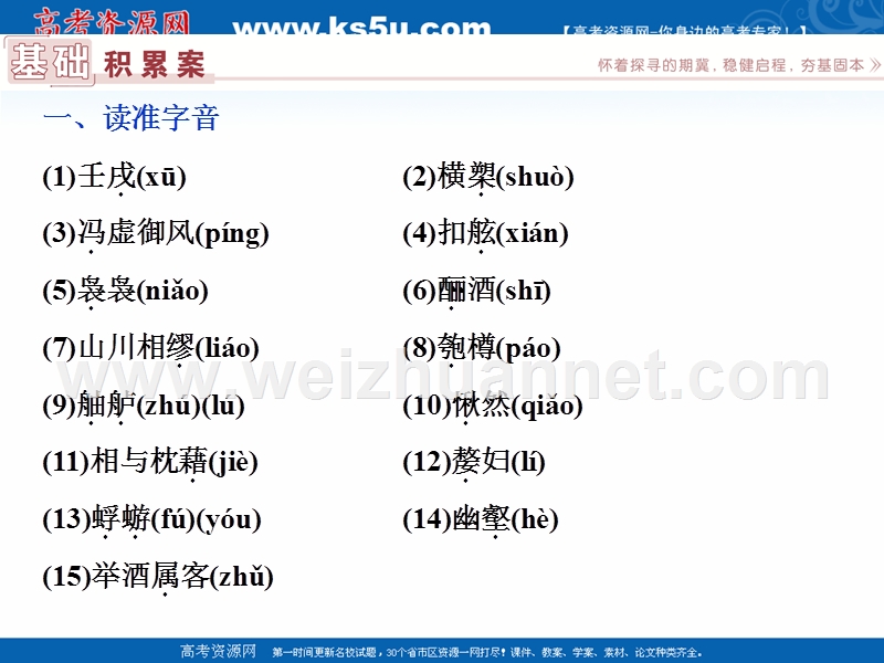 2017年卓越学案高中同步导学案·语文——（人教版必修2）讲义：第3单元 9赤壁赋.ppt_第2页