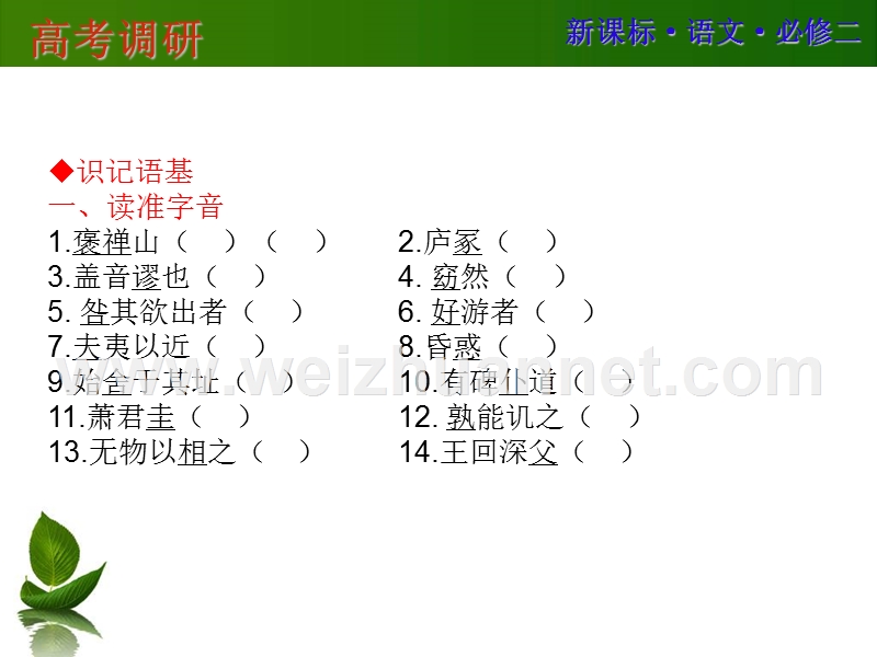 【高考调研】2015-2016学年高中语文必修二同步课件：第10课《游褒禅山记》.ppt_第3页