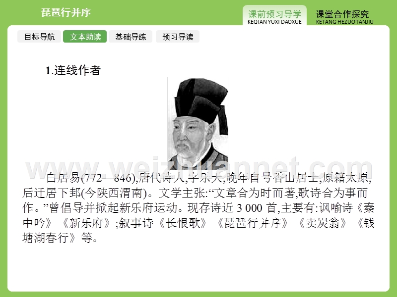 【赢在课堂】2015-2016学年高一语文苏教必修4（江苏专用）课件：3.5 琵琶行并序.ppt_第3页