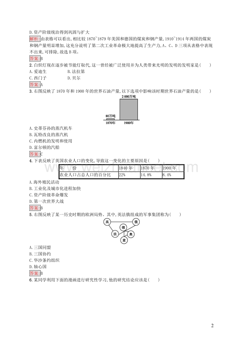 2017_2018学年八年级历史下册18垄断资本主义时代的世界和近代文化知能优化训练新人教版.doc_第2页