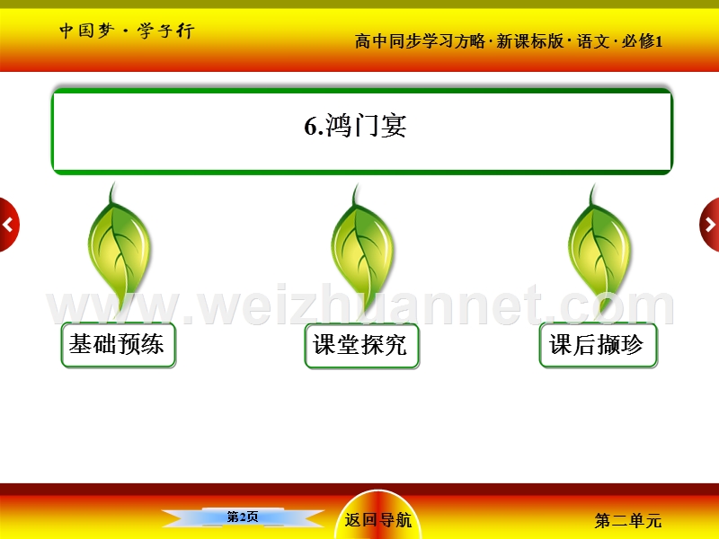 【名师一号·】2015-2016学年高一语文（人教新课标）必修1课件：6．鸿门宴.ppt_第2页