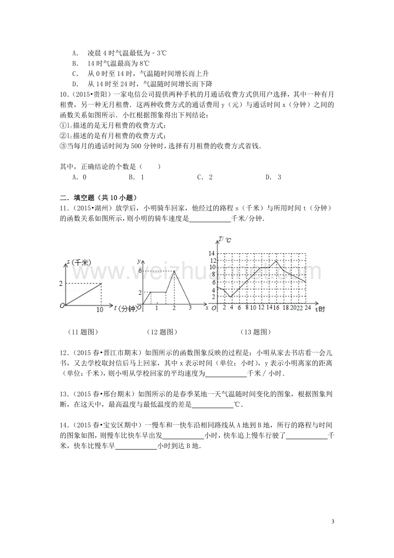 2016_2017学年八年级数学下册第10章一次函数10.1函数的图象同步训练题新版青岛版20170803373.doc_第3页