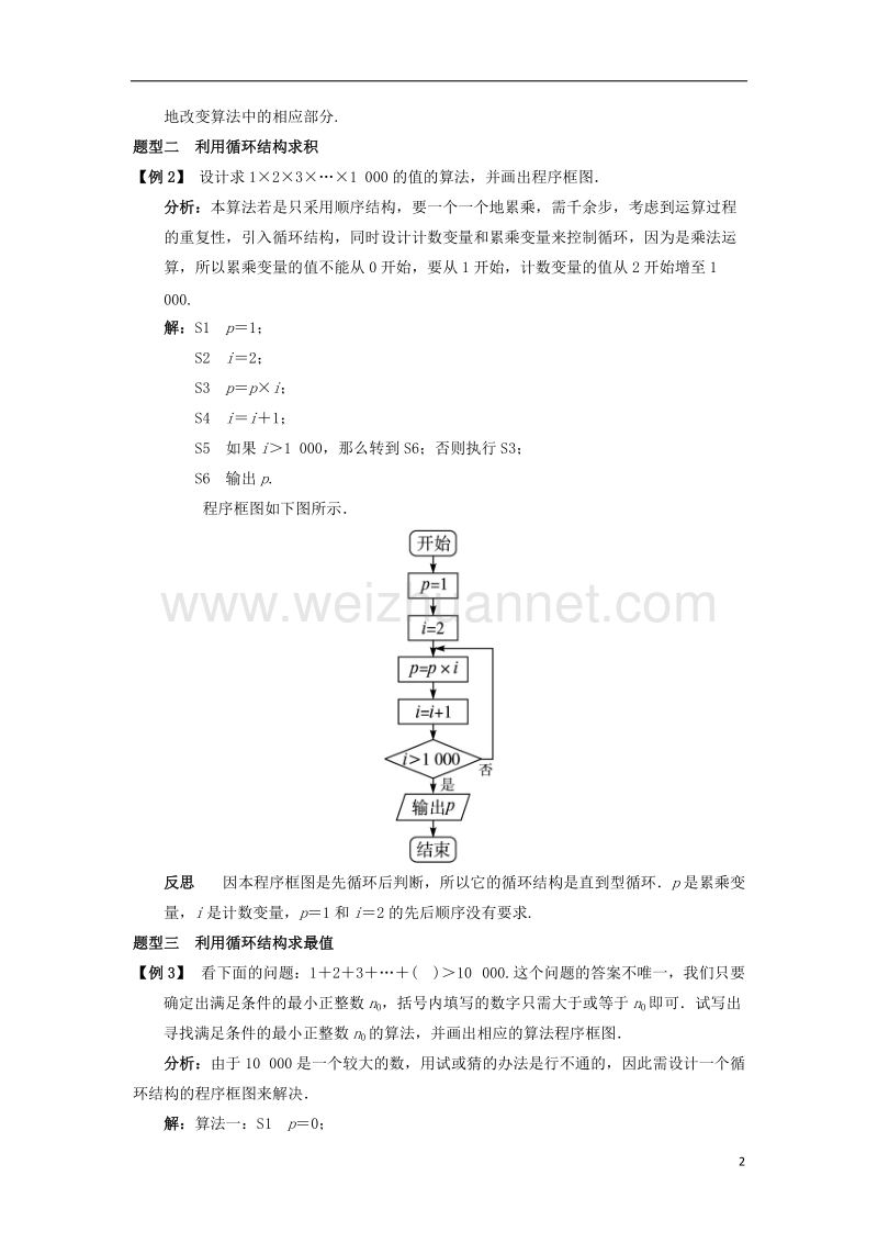 2017年高中数学 第一章 算法初步 1.1.3 算法的三种基本逻辑结构和框图表示（2）课堂探究 新人教b版必修3.doc_第2页