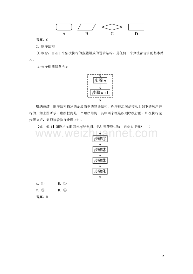 2017年高中数学 第一章 算法初步 1.1 算法与程序框图（第2课时）预习导航 新人教a版必修3.doc_第2页