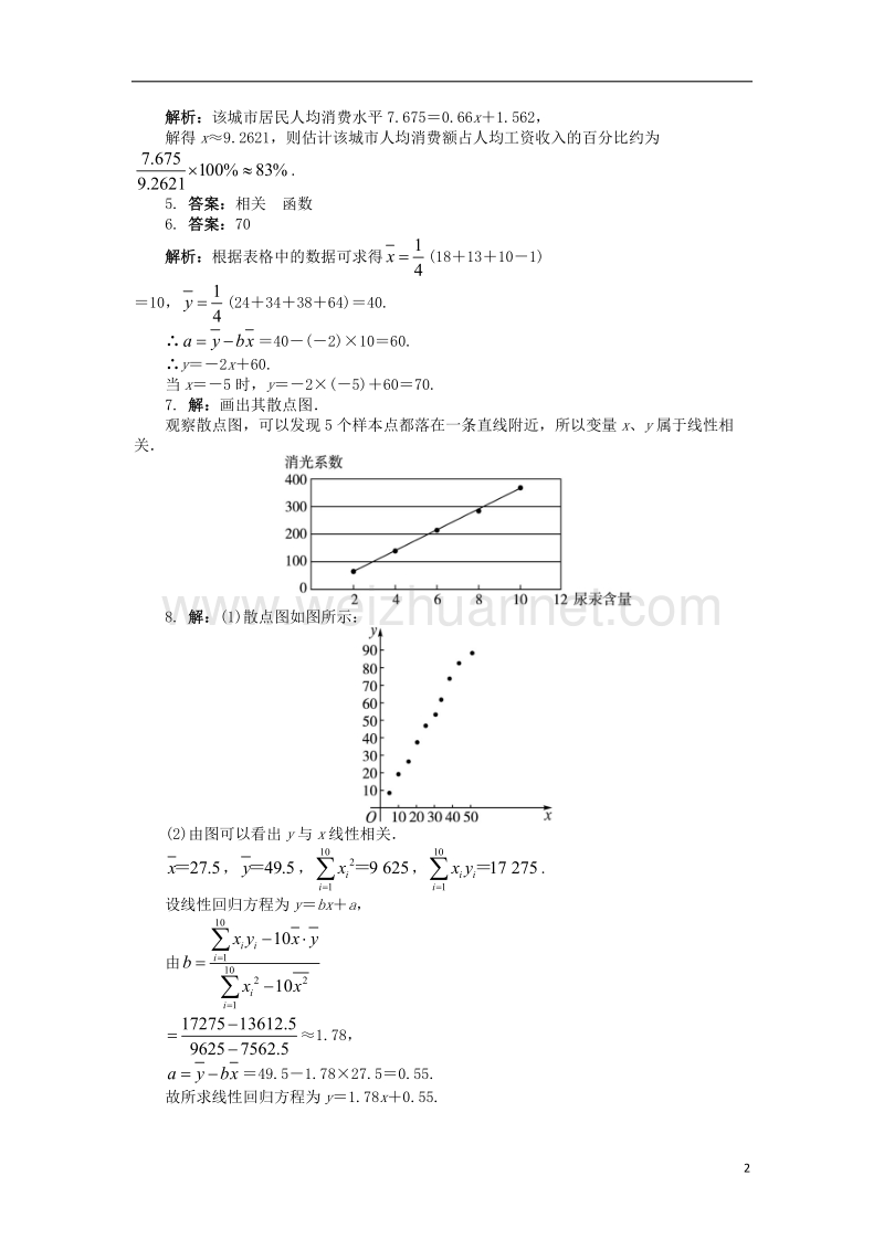 2017年高中数学 第一章 统计 1.7-1.8 相关性 最小二乘估计时课后训练 北师大版必修3.doc_第2页