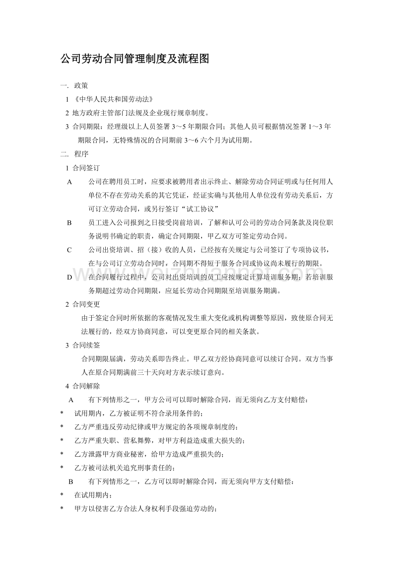 公司劳动合同管理制度及流程图.doc_第1页