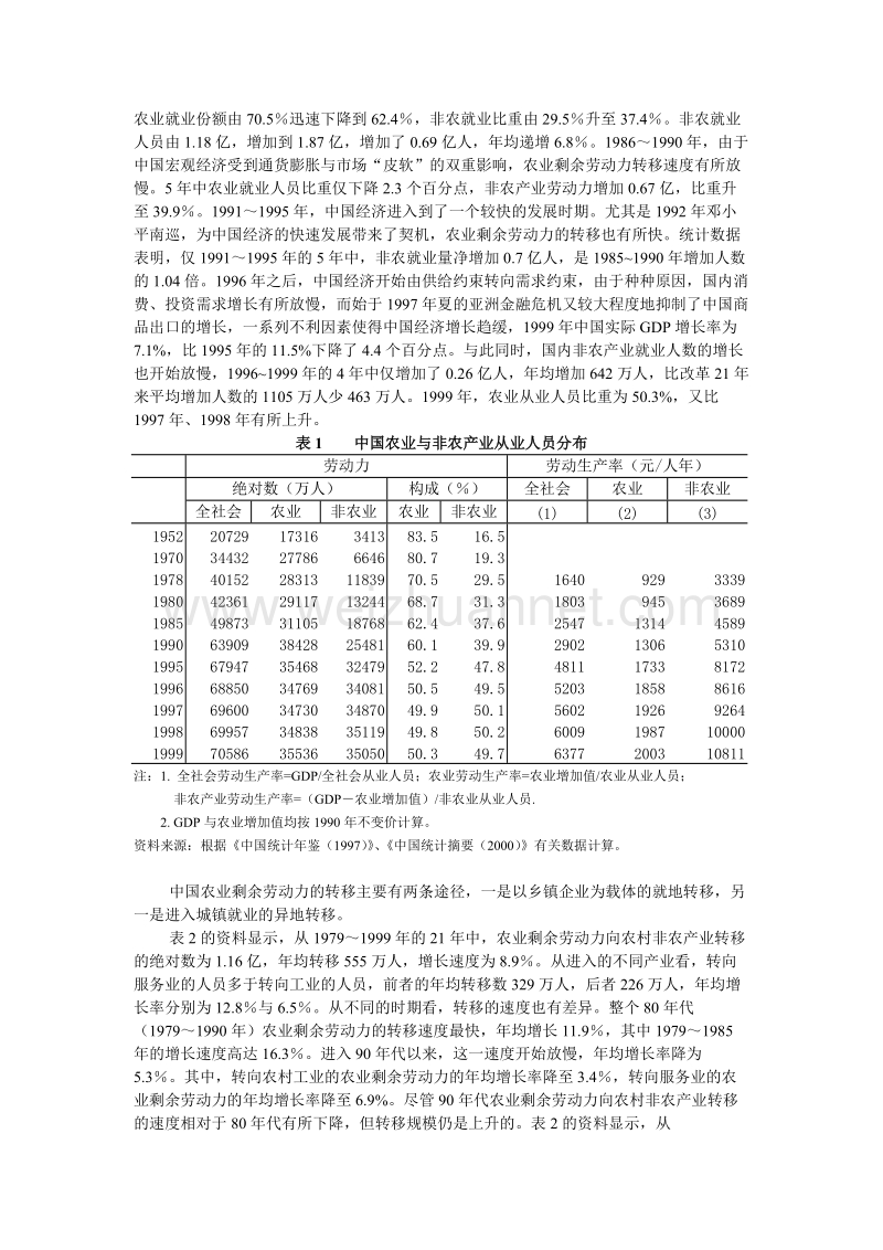 中国农业剩余劳动力转移的现状及效益分析.doc_第3页