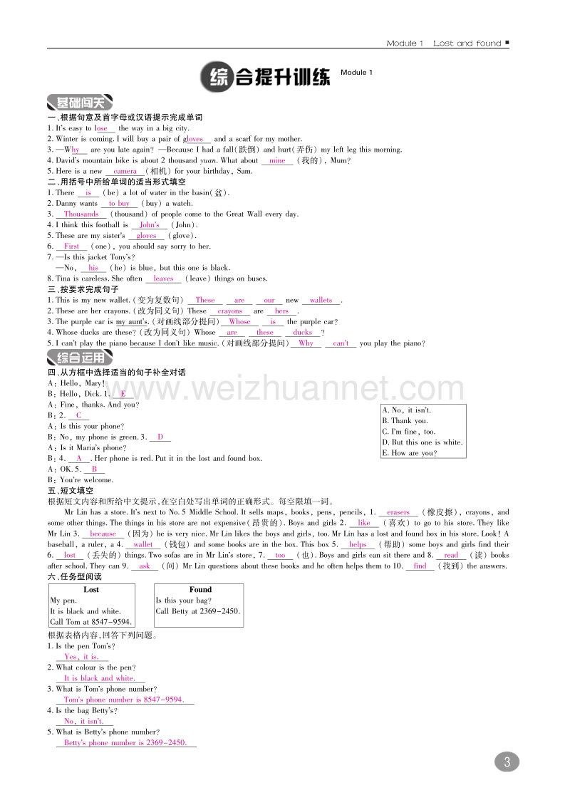 2017年春七年级英语下册10分钟掌控课堂module1lostandfound（b本，pdf）（新版）外研版.pdf_第3页