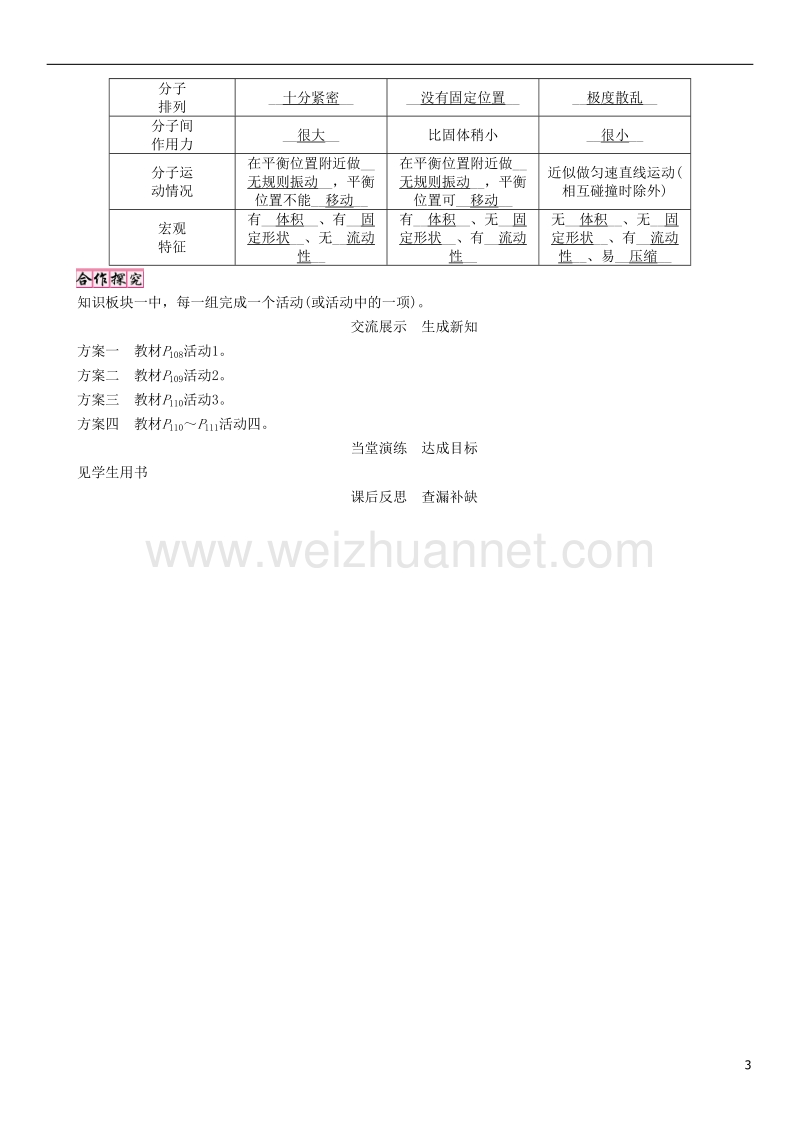 2017年八年级物理下册 10.2 分子动理论的初步知识学案 （新版）粤教沪版.doc_第3页