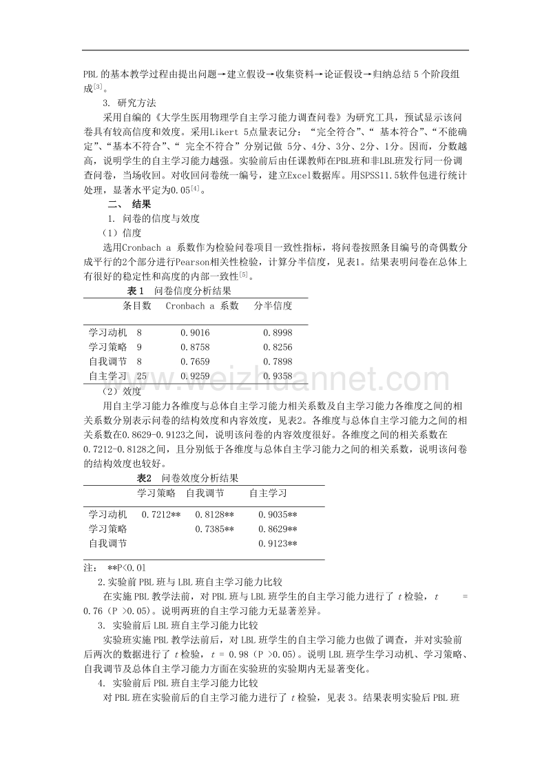 医用物理教学中pbl教学模式对大学生自主学习能力的影响.doc_第2页