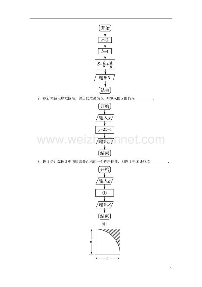 2017年高中数学 第一章 算法初步 1.1 算法与程序框图（第2课时）自我小测 新人教a版必修3.doc_第3页