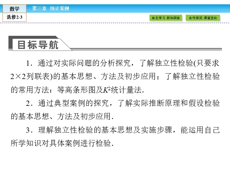 【金版新学案】最新版高二年级下学期新课标a版高中数学选修2-3 第三章统计案例 3.2课件.ppt_第3页