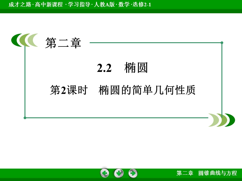 【成才之路】高中数学人教a版选修2-1配套课件：2.2.2椭圆的简单几何性质.ppt_第3页