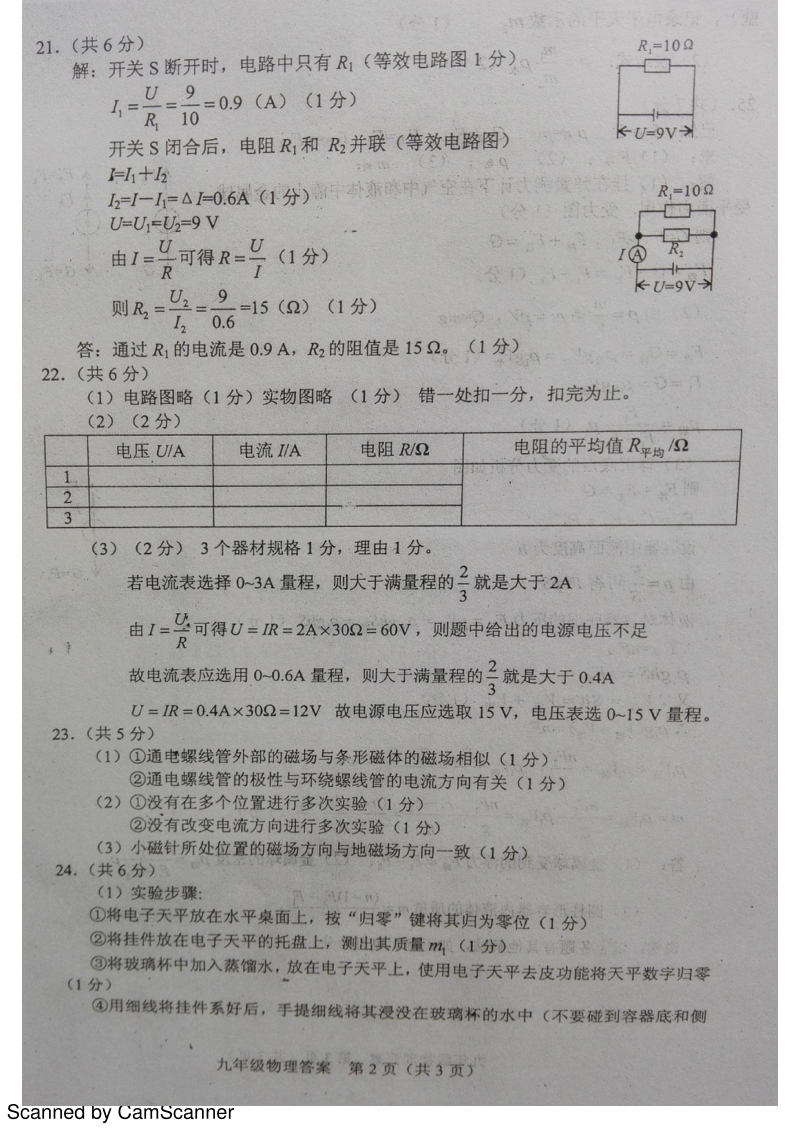 天津市和平区2016届九年级下学期结课考试物理答案.pdf_第2页