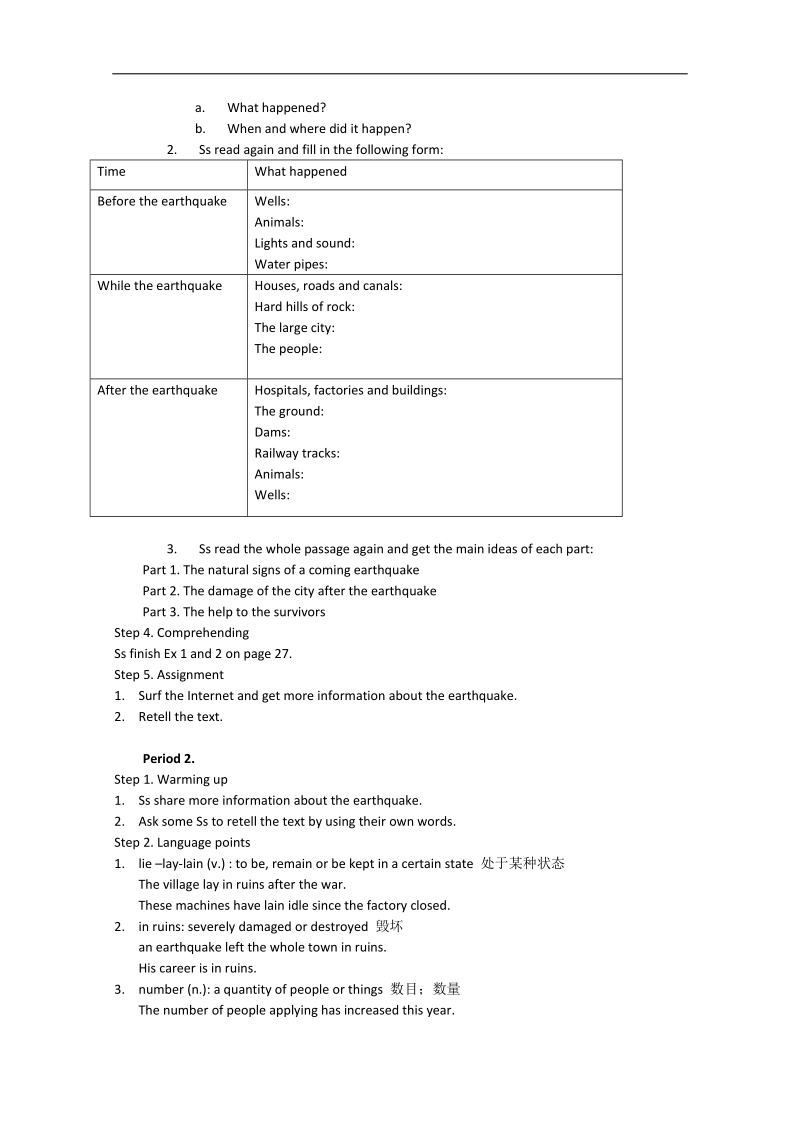 高一英语人教版必修1教案： unit 4 2  word版无答案.doc_第2页