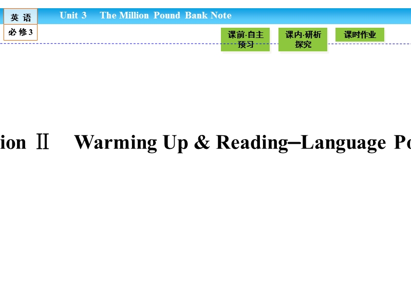 【金版新学案】高一英语人教版必修三同步课件：3.2 section ⅱ　warming up & reading—language points .ppt_第1页