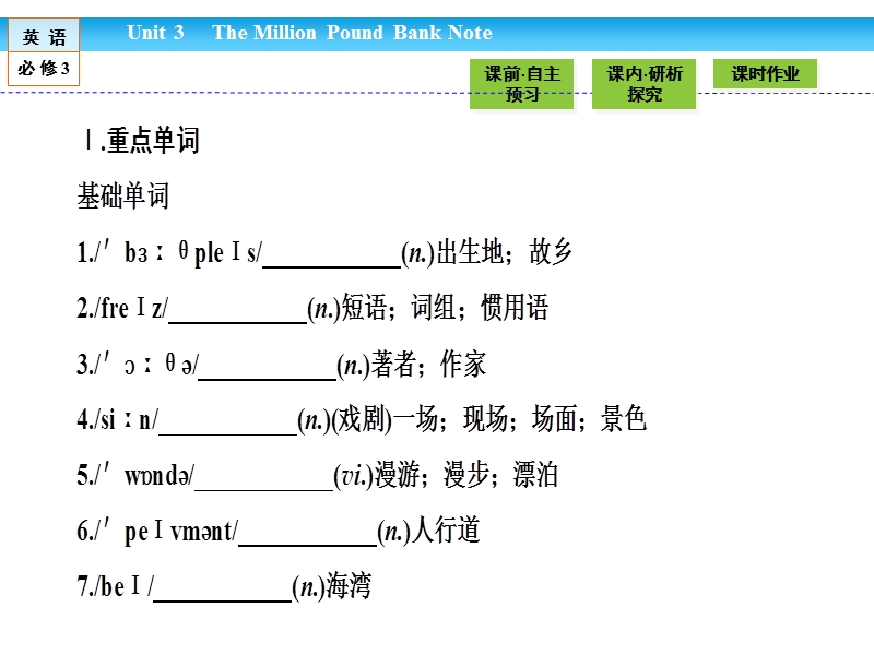 【金版新学案】高一英语人教版必修三同步课件：3.2 section ⅱ　warming up & reading—language points .ppt_第3页