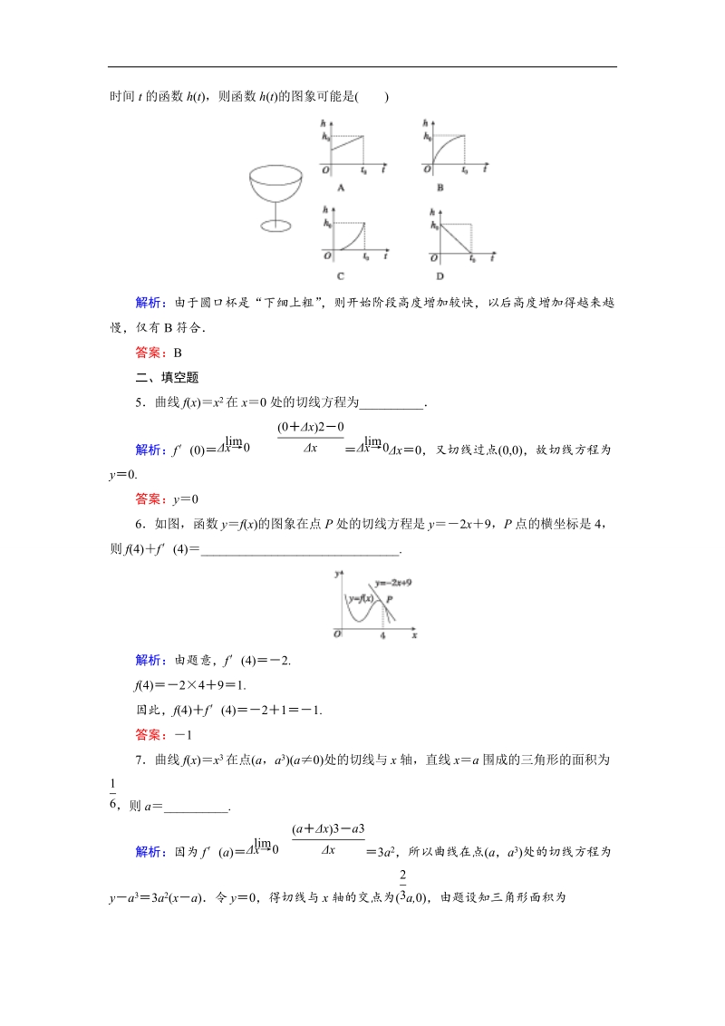 【金版优课】高中数学人教b版选修2-2课时作业：1.1.3 导数的几何意义 word版含解析.doc_第2页