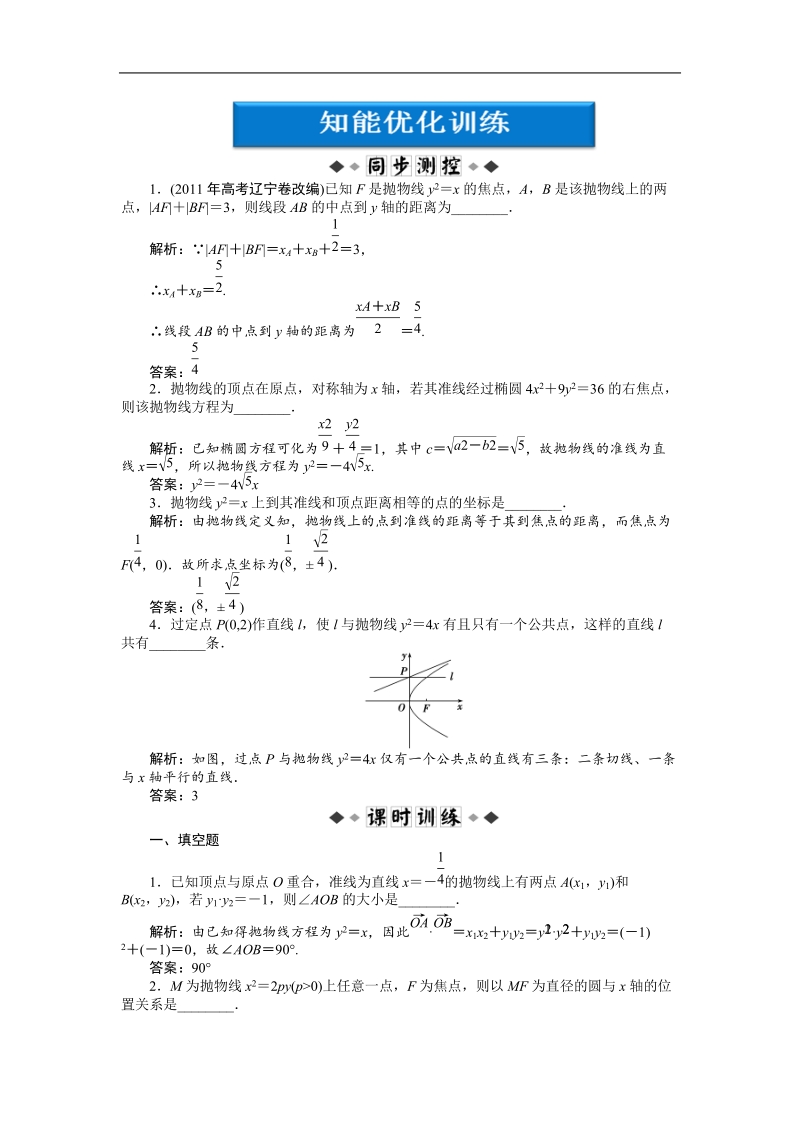 【苏教版】数学《优化方案》选修2-1测试：第2章2.4.2.doc_第1页