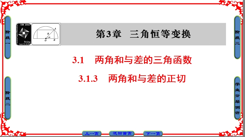 【课堂新坐标】高中数学苏教版必修4课件： 第3章 3.1.3 两角和与差的正切.ppt_第1页