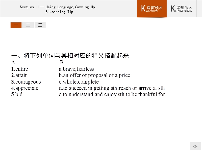 【测控指导】高二英语人教版选修9课件：1.3 using languagesumming up & learning tip.ppt_第2页