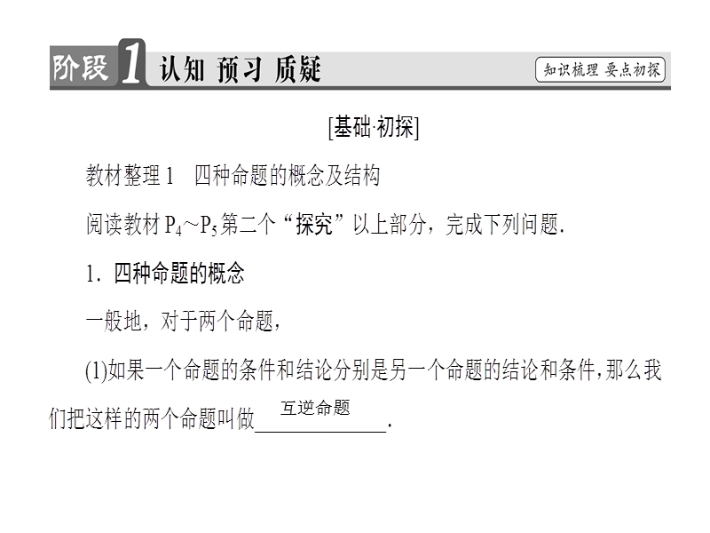 高中数学人教a版选修2-1课件：1.1.2+3 四种命题 四种命题间的相互关系 .ppt_第3页