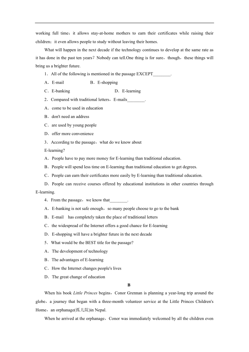 高中英语同步跟踪作业（2）及答案：unit3（人教新课标必修5）.doc_第2页