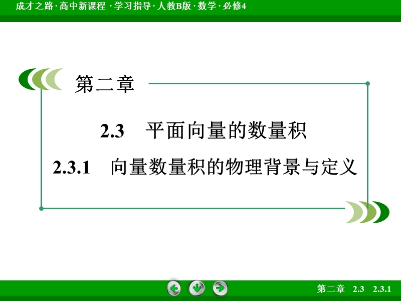 【成才之路】高一数学人教b版必修4课件：2.3.1 向量数量积的物理背景与定义.ppt_第3页