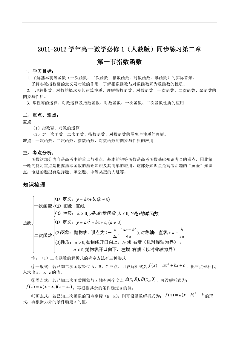 数学人教版必修1精品同步练习：第二章第一节指数函数.doc_第1页