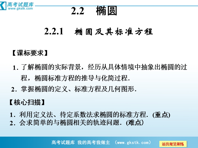 数学：2-2-1椭圆及其标准方程 课件（人教a版选修2-1）.ppt_第1页