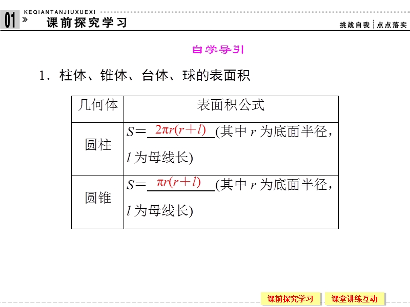 创新设计高中数学人教b版必修2配套课件：1.1.6+7《棱柱、棱锥、棱台和球的表面积　柱、锥、台和球的体积》.ppt_第3页