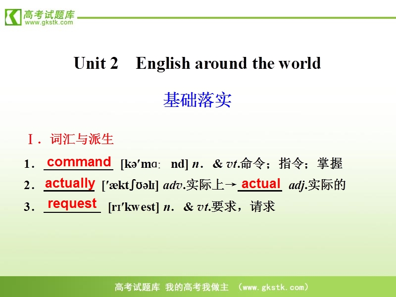 浙江省曹宅高级中学英语必修一《unit 2 english around the world》.ppt_第1页