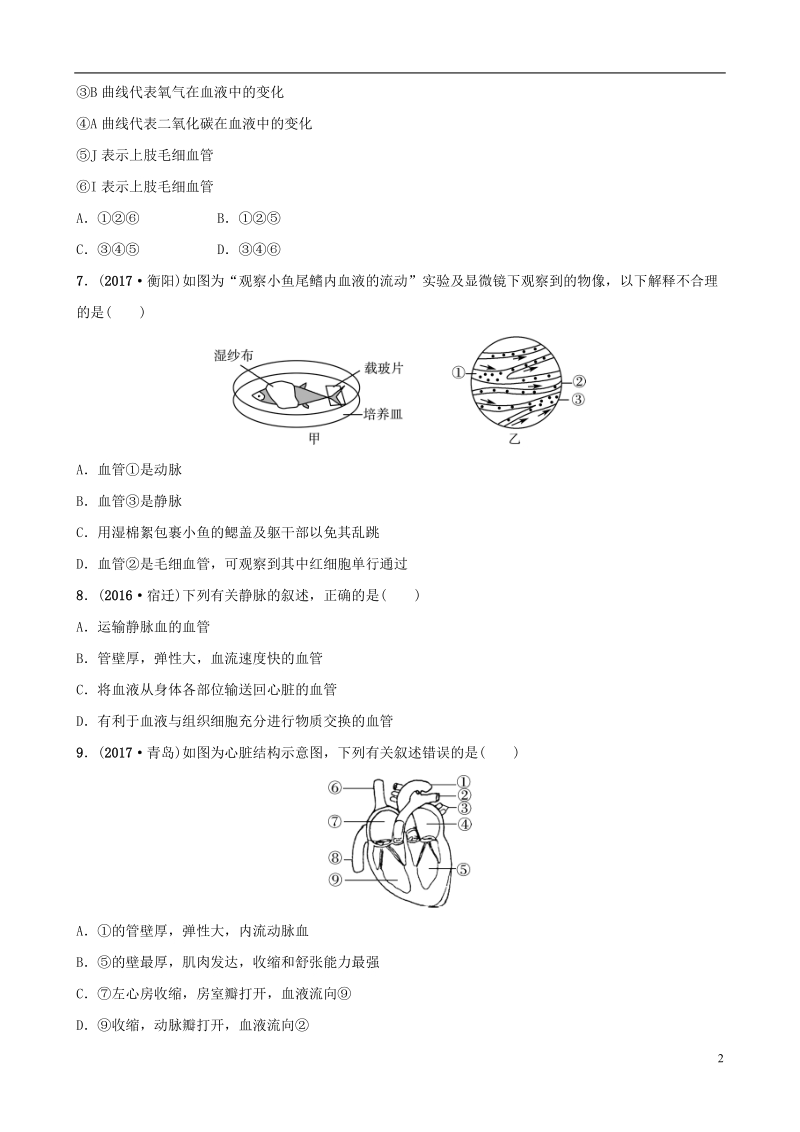 山东省淄博市2018版中考生物 实战演练 七上 第四单元 第四章.doc_第2页