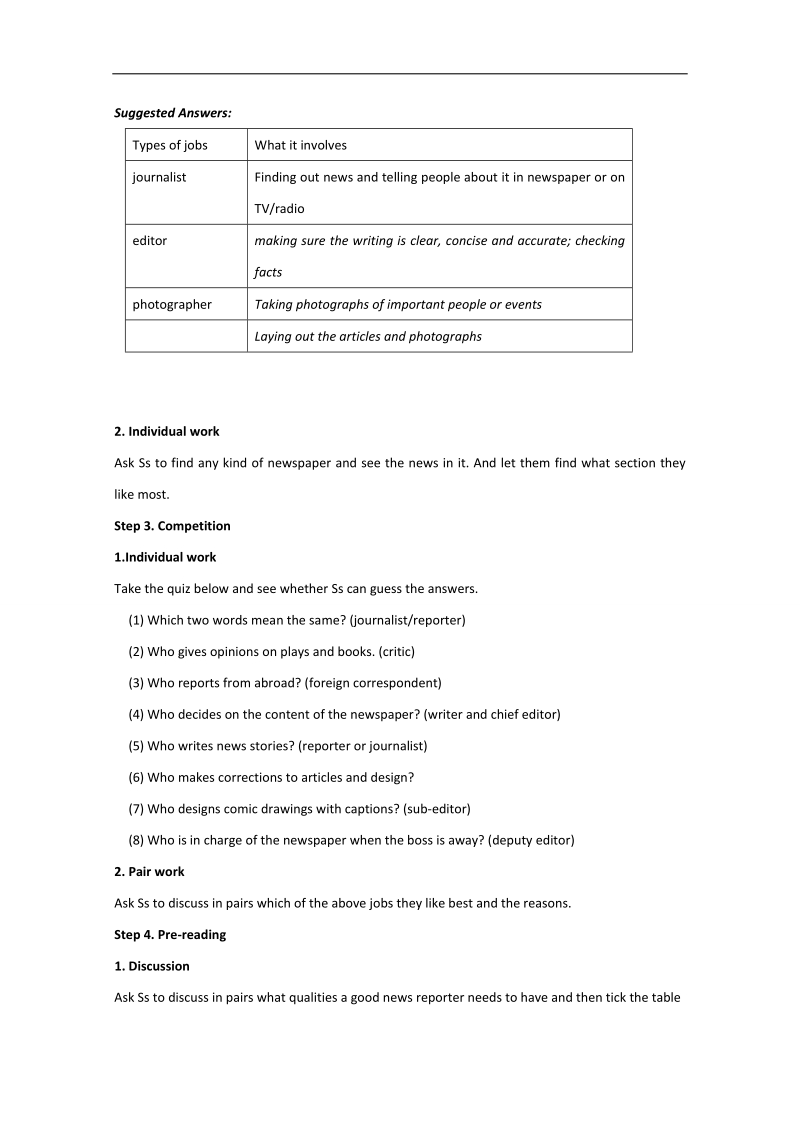 高中英语人教新课标必修5【精品】同步教案：unit 4 making the news热身及预读.doc_第2页