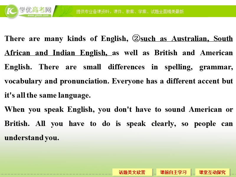 高一英语精品课件：unit 2 english around the world-period 1（新人教版必修1）.ppt_第3页