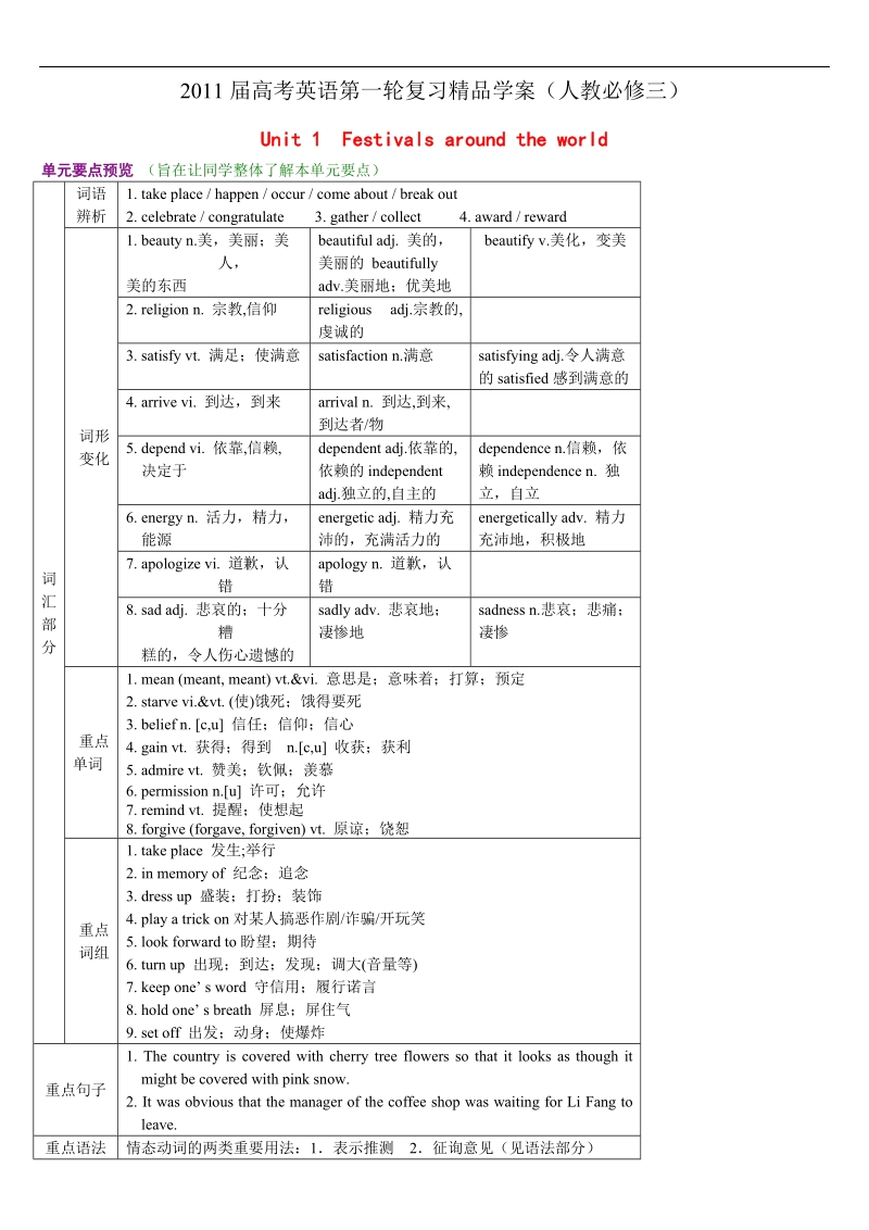 高中英语人教版必修三：全册教案.doc_第1页