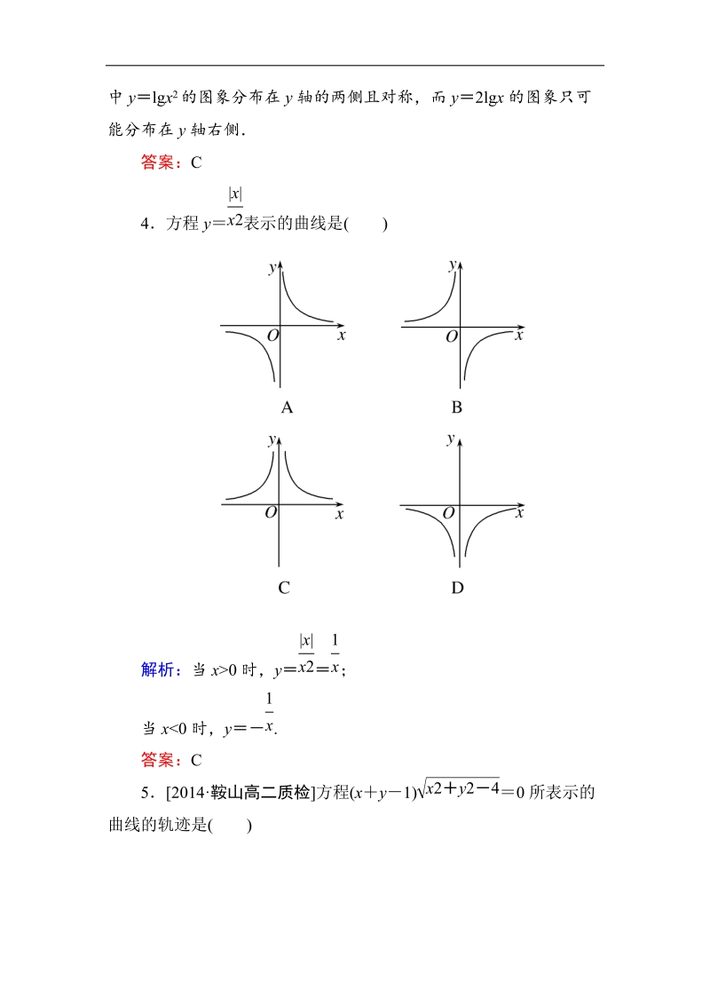 【金版优课】高中数学人教b版选修2-1练习：2-1-1曲线与方程的概念b word版含解析.doc_第2页