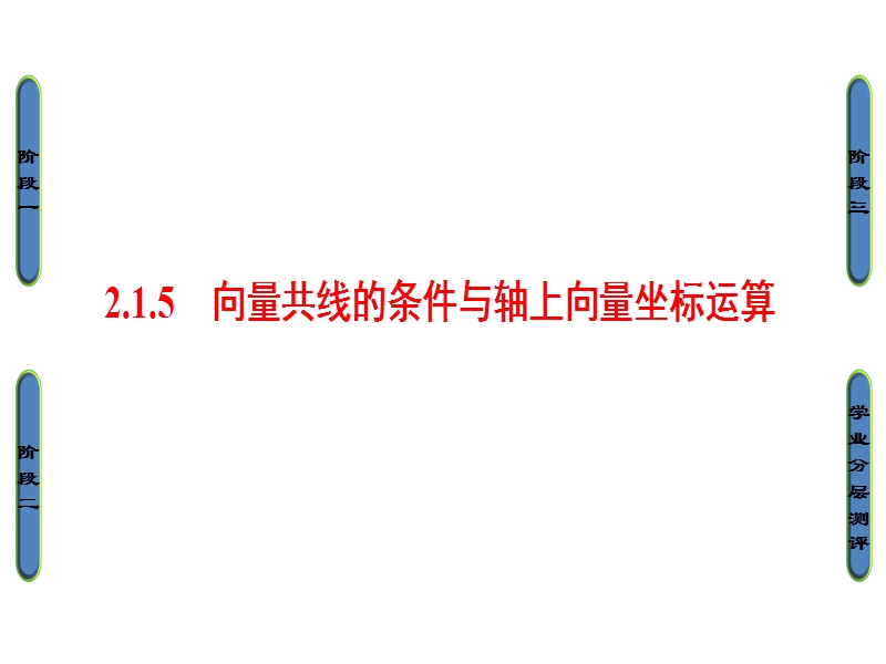 高中数学人教b版必修4课件：2.1.5　向量共线的条件与轴上向量坐标运算 .ppt_第1页