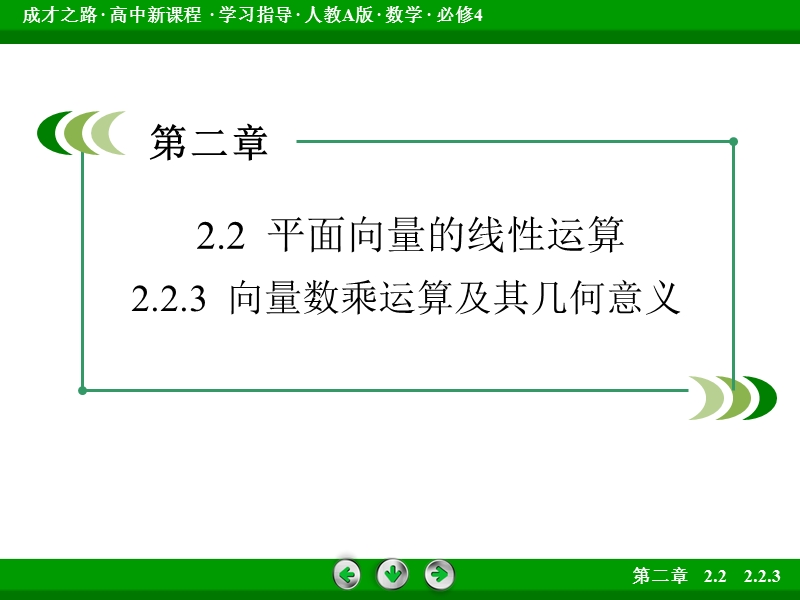 【成才之路】高中数学人教b版必修4课件：2.2.3《向量数乘运算及其几何意义》.ppt_第3页