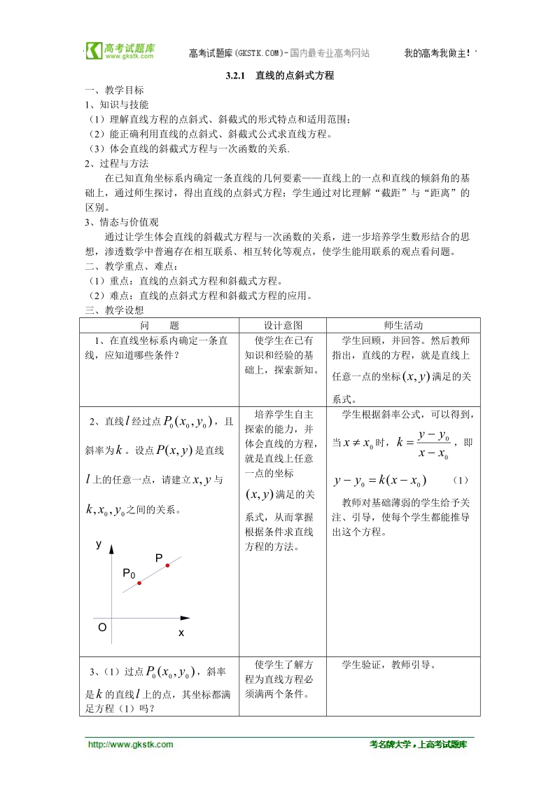 高中数学人教版教案：§3.2.1《直线的点斜式方程》.doc_第1页