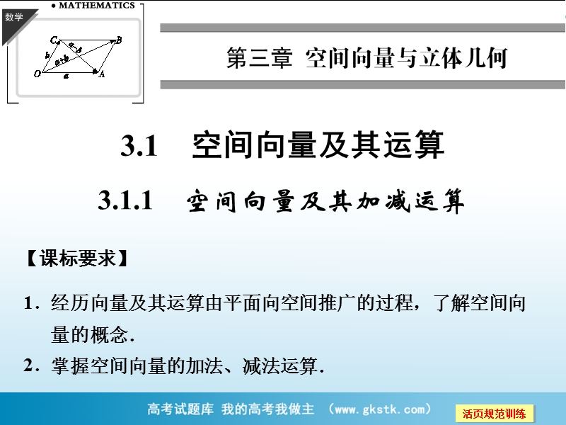 数学：3-1-1空间向量及其加减运算 课件（人教a版选修2-1）.ppt_第1页