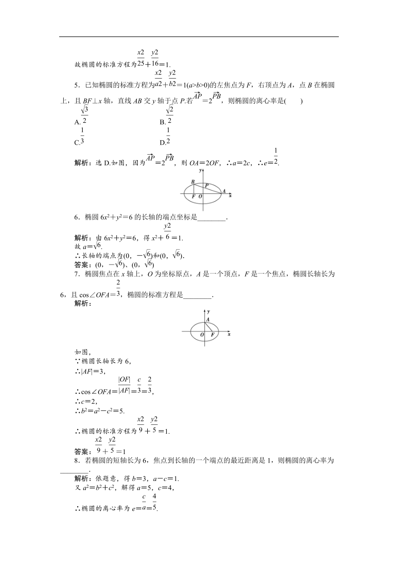 人教a版数学（文）选修2-1知能演练2.1.2第1课时 椭圆的简单几何性质.doc_第2页