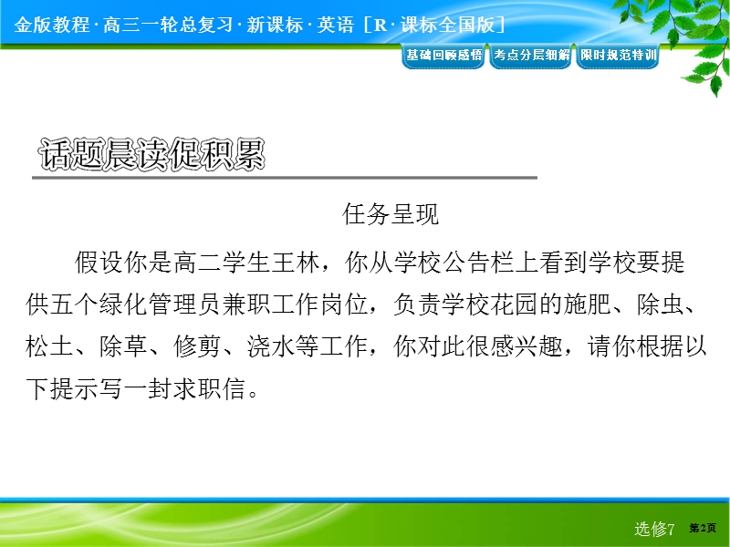 【最新名校名师讲义精萃】2015届高考英语一轮基础复习：必修七 7-2.ppt_第2页