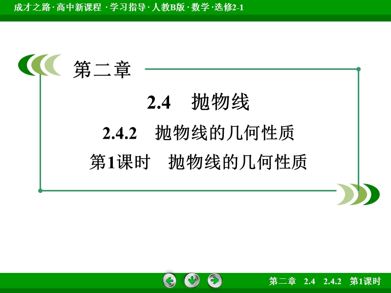 【成才之路】高中数学人教b版选修2-1课件：2.4.2 第1课时《抛物线的几何性质》.ppt_第3页